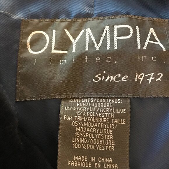 Olympia faux fur coat blue hood women's L full zip winter coat luxury whimsy - Picture 7 of 7